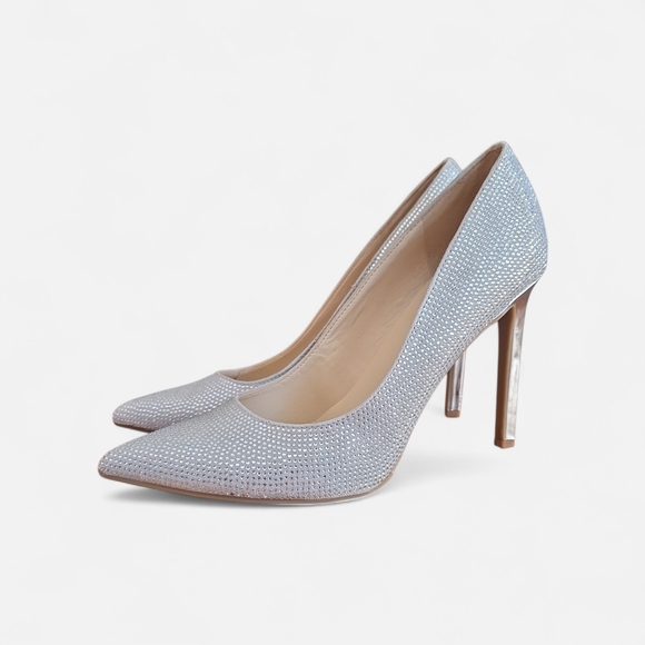 Nine West Tatiah Glass Crystal Encrusted Cinderella Heels Size 9 - Picture 2 of 8